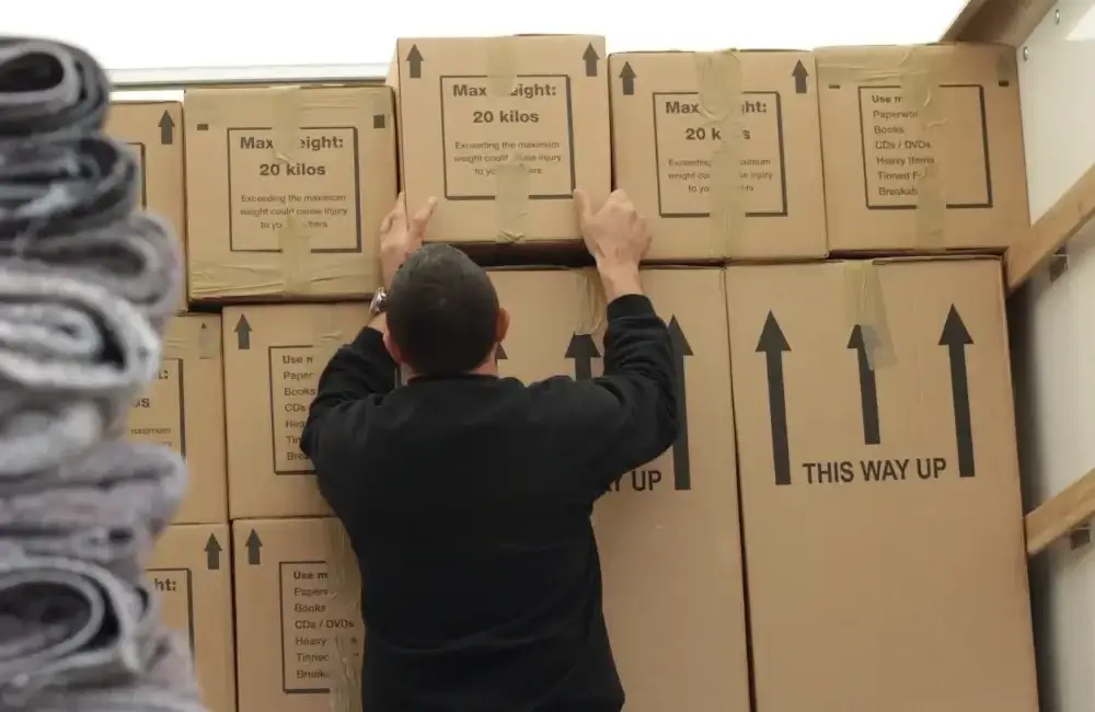 Loading van removal boxes